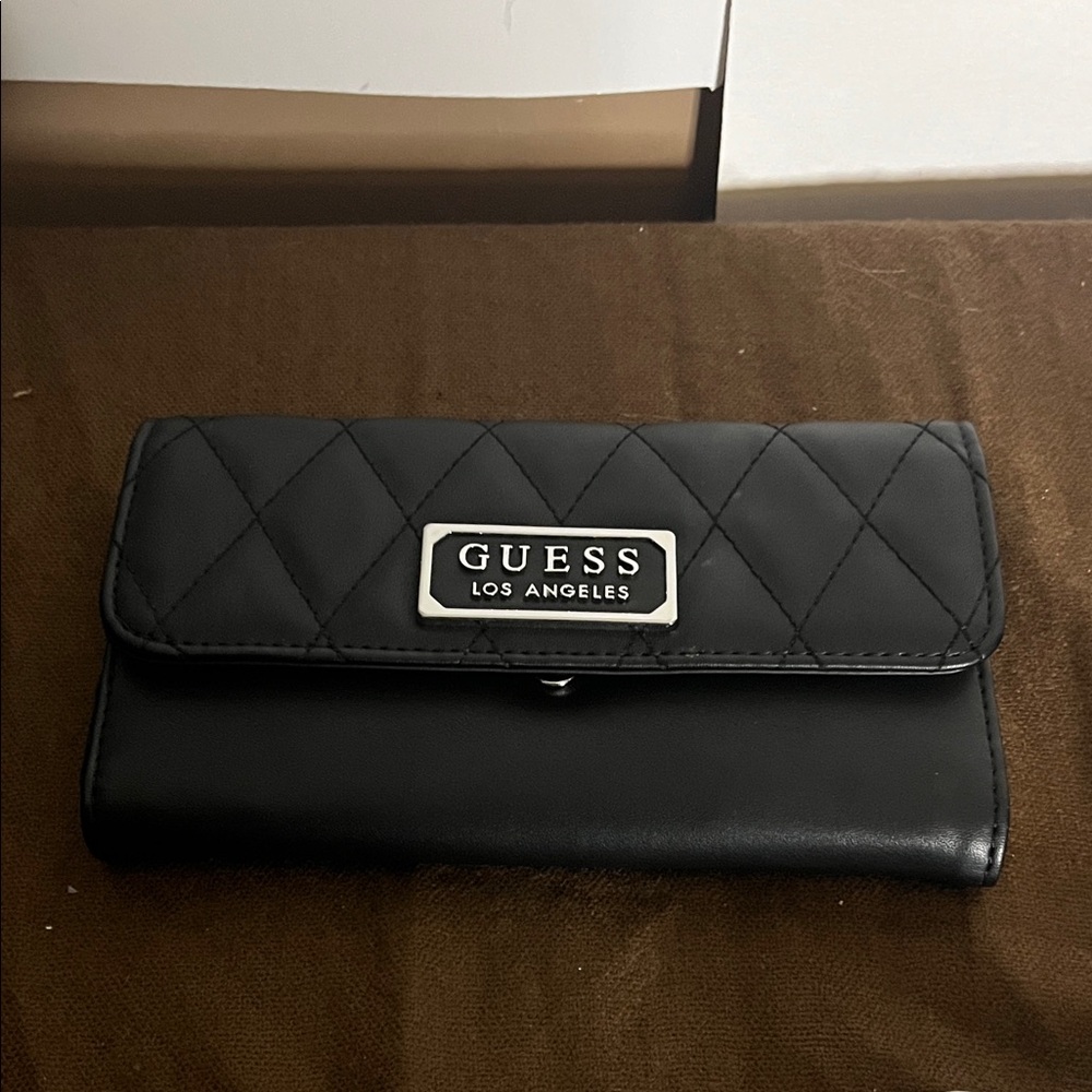 😄Guess black quilted design wallet card storage bills change